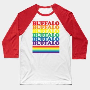 Buffalo NY Pride Week Rainbow Gay Pride Colors LGBTQ Ally Baseball T-Shirt